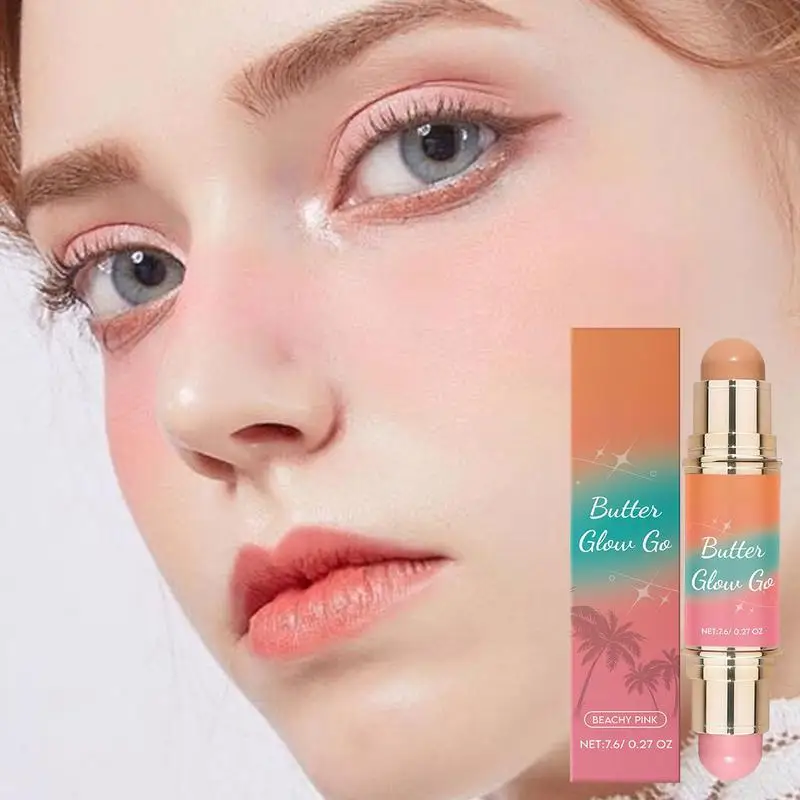 Multi-use Makeup Cream Blush Stick Double ended Silky Velvet Matte Smooth Blusher Cream Contour Shades Highlighter Bronzer stick