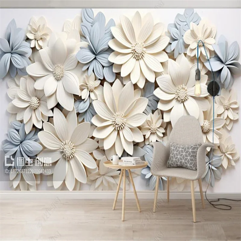 Blue and White Flowers Wall Paper Living Room Bedroom Home Decoration  Floral Wallpaper Self Adhesive Mural