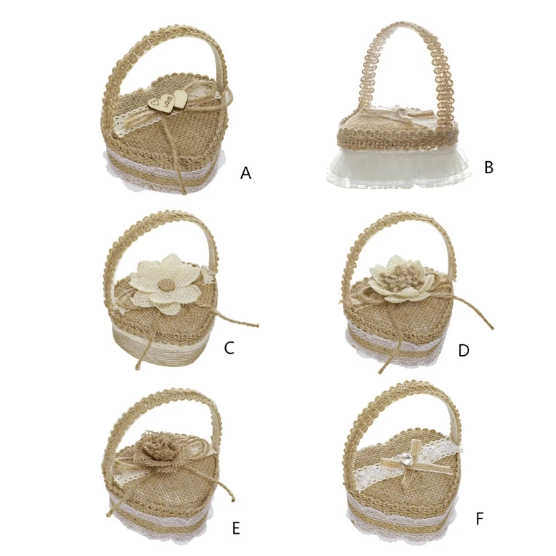 Cesta de arpillera para anillos, caja de arpillera romántica, soporte de almacenamiento para anillos de boda, organizador de anillos hecho a mano, envío directo