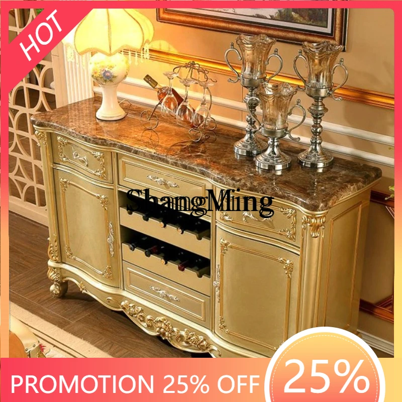 

SM Cabinet Solid Wood Marble Noodles Restaurant Cabinet Storage Entrance Wine Cabinet