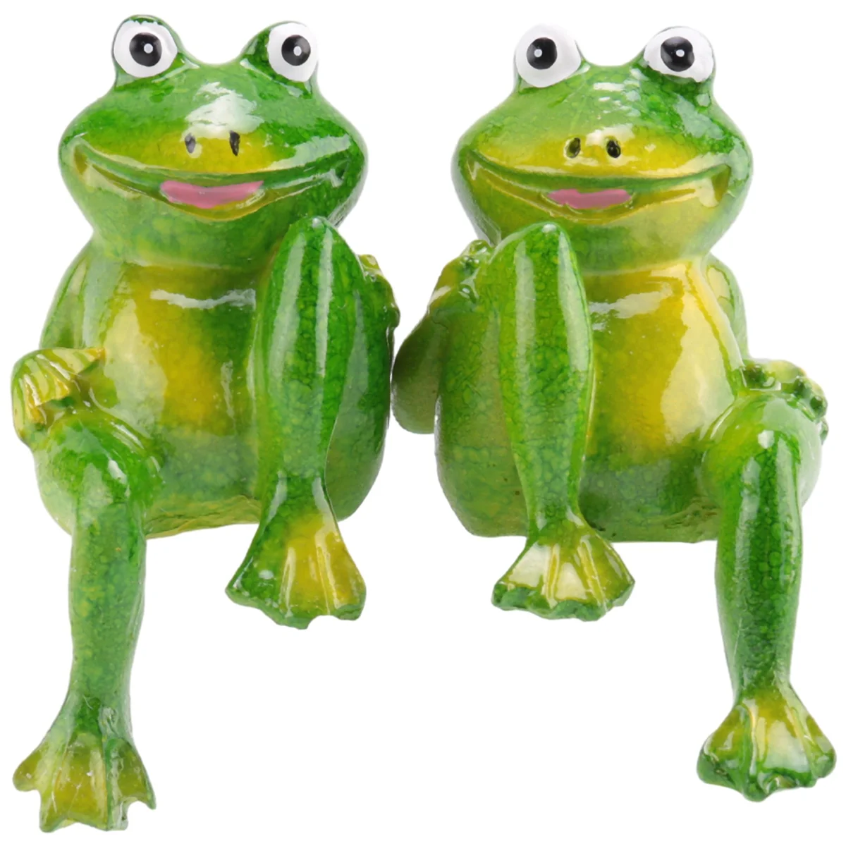 2Pcs/Set Cute Resin Sitting Frogs Statue Outdoor Garden Store Decorative Frog Sculpture for Home Desk Garden Decor Ornament S2