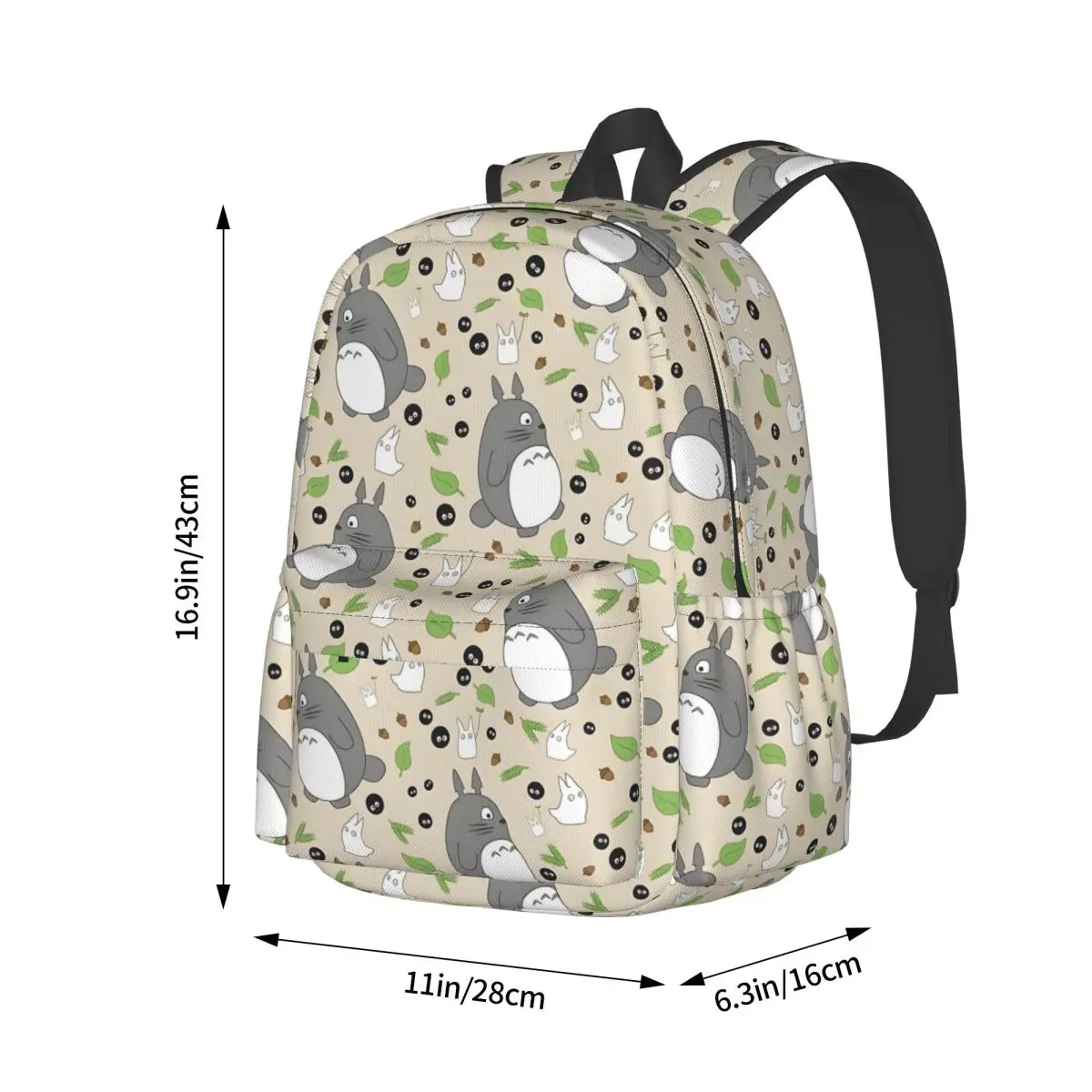 Totoro-Miyazaki bedruckte, leichte, lässige Schultasche für Schule, Outdoor, Einkaufen, Büro, 17 Zoll