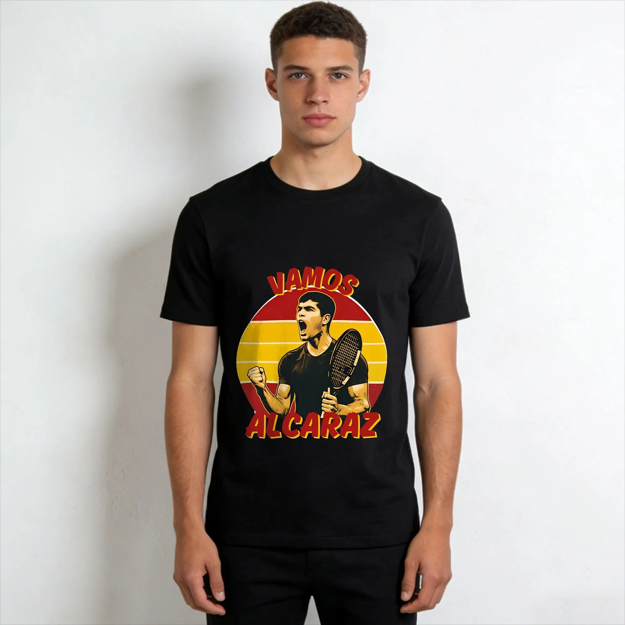 Carlos Alcaraz  T Shirt for Men Pure Cotton Casual T-Shirts Crew Neck  Tee Shirt Short Sleeve Clothes Plus Size