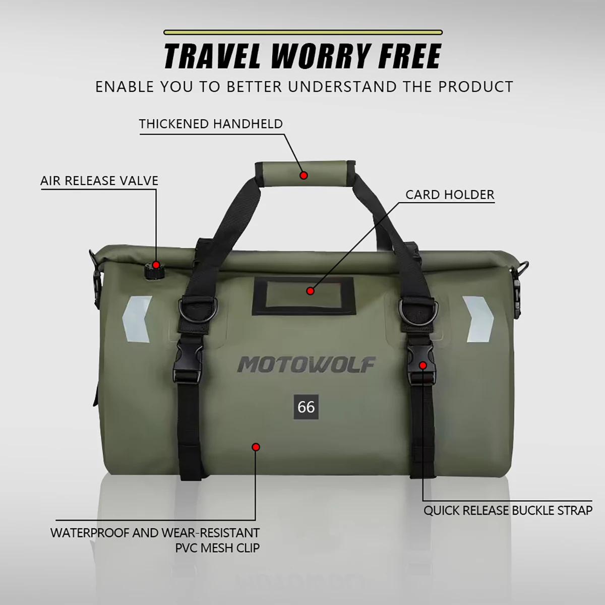 Motorrad Wasserdichte Hecktasche Reise Outdoor Trockenen Gepäck Roll Pack Tasche 20/66/100L Motorrad Gepäck Rucksack Motorrad sitztasche – Detail 11