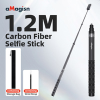 aMagisn 1.2m Invisible Selfie Stick Carbon Fiber Extended Monopod 47.2\