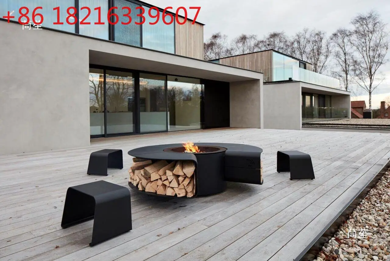 طاولة شواء للحديقة، شواء منزلي، ناسخة من الحديد المطاوع، نار المخيم #3