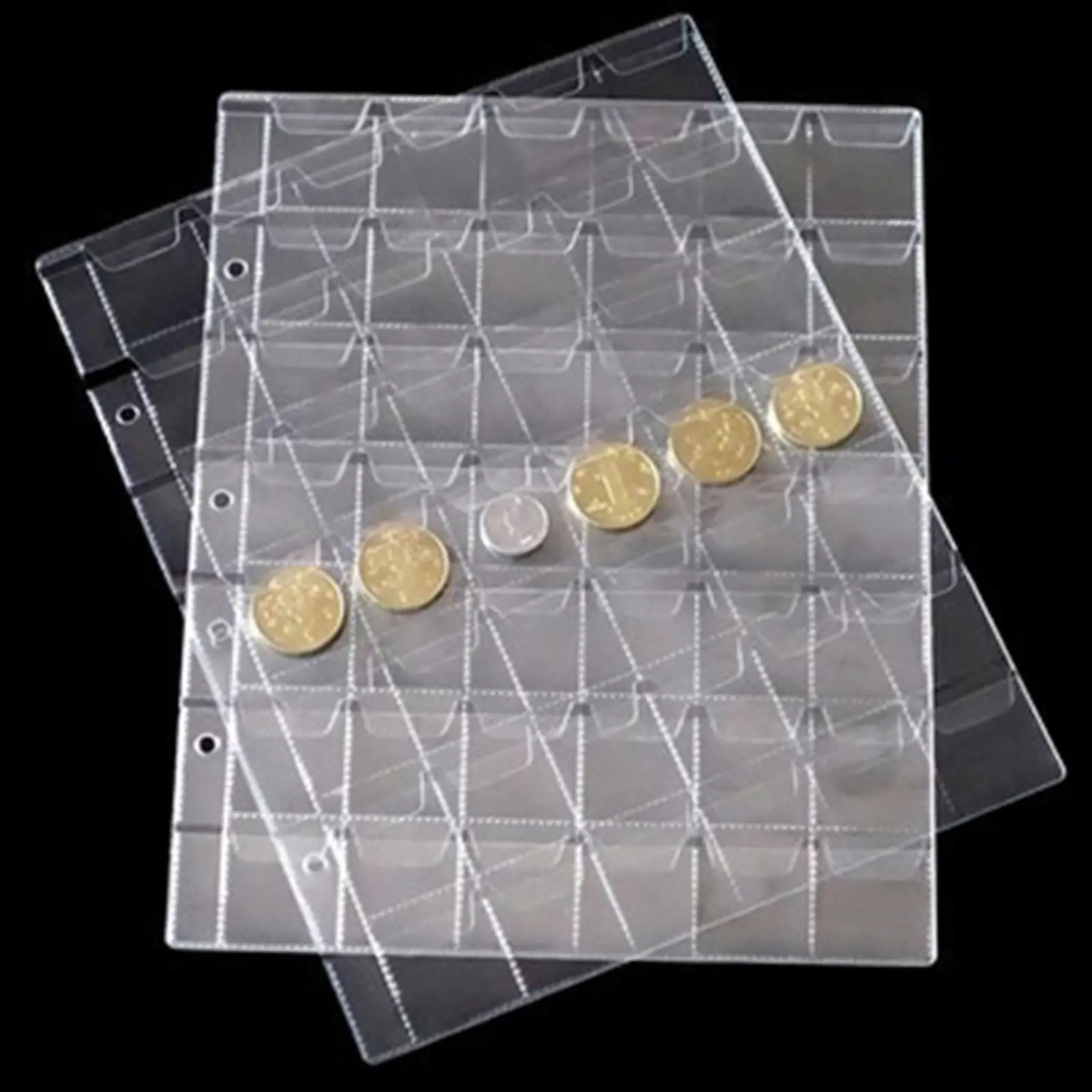 42 Pocket Coin Sheet Binder Pages Clear PVC Album Collection Supplies Holder for Coin Cardboards and Collectors