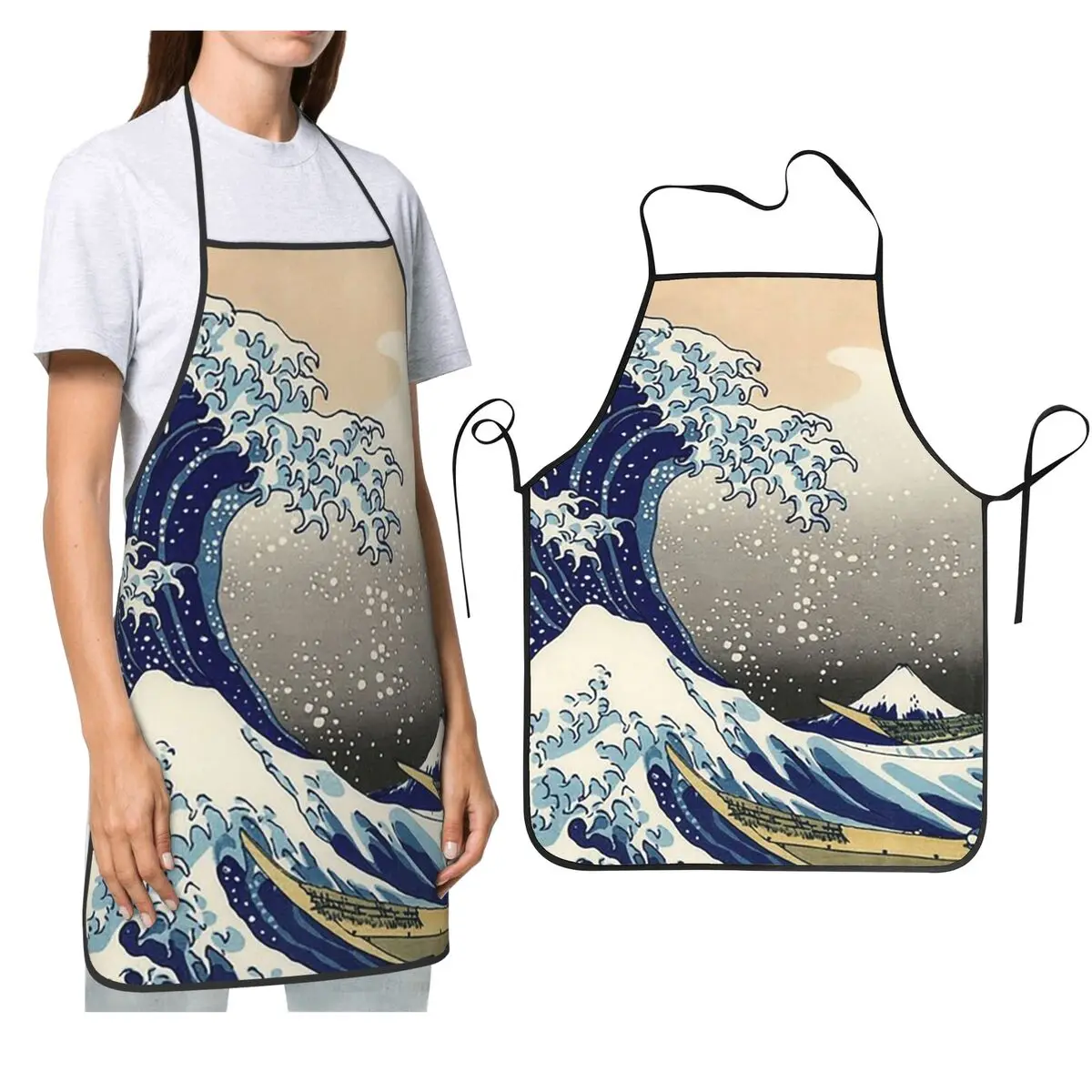

Фартук «The Great Wave Off Kanagawa» от Katsushika Hokusai Фартуки для шеф-повара Кулинария Нагрудник для уборки кухни Фартук для женщин и мужчин