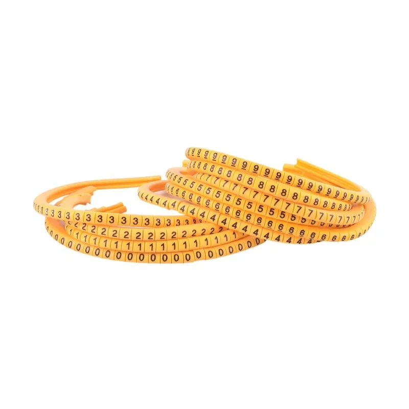 EC-0,EC-1,EC-2,EC-3 500PCS (Each 50pcs) Yellow Cable Markers Letter 6sq.mm 0 to 9 for Wire Diameter Cable Markers