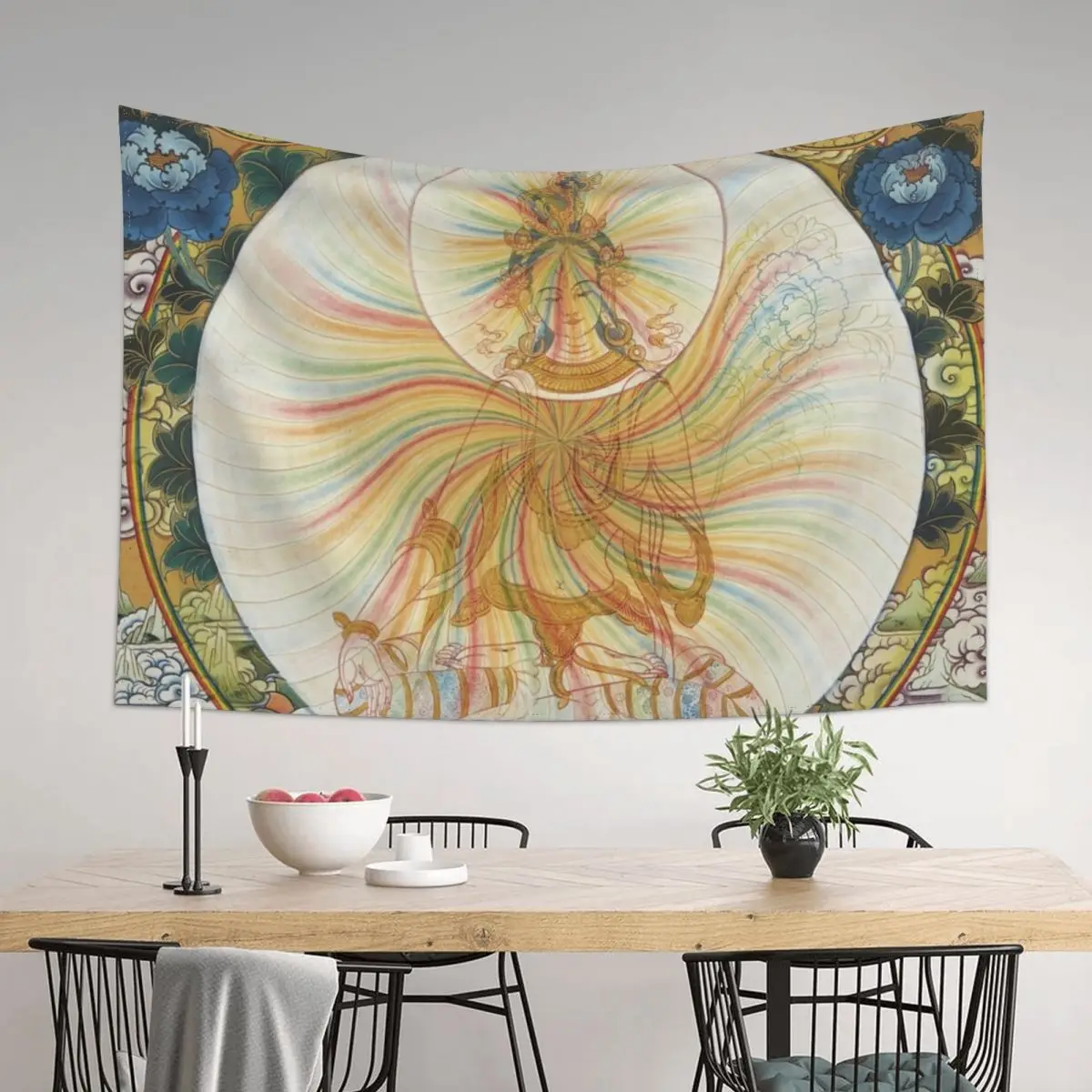 

Rainbow White Tara Tapestry Room Decor Aesthetic Art Mural Aesthetic Room Decoration Tapestry