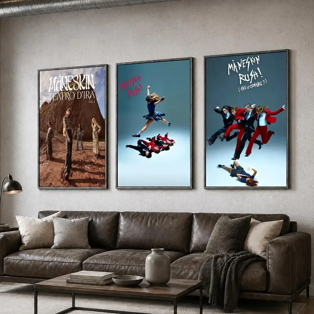 Music Maneskin Rock Band Rush Damiano Italian Glam Poster  PP Self Adhesive Home Garage Dorm Bar Wall Decor Aesthetic Retro Gift