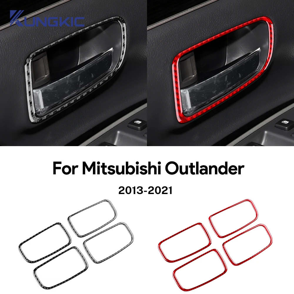 

Для Mitsubishi Outlander 2013-2018 2019 2020 2021, наклейка из настоящего мягкого углеродного волокна, LHD RHD, внутренняя дверная ручка автомобиля, рамка, аксессуары