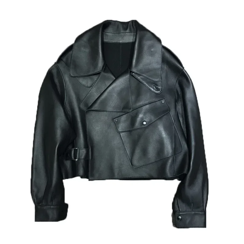 100% Real Sheepskin Coat Female Autumn Spring Clothes 2024 Korean Streetwear Montone Genuine Leather Jacket Chaqueta Mujer W3041