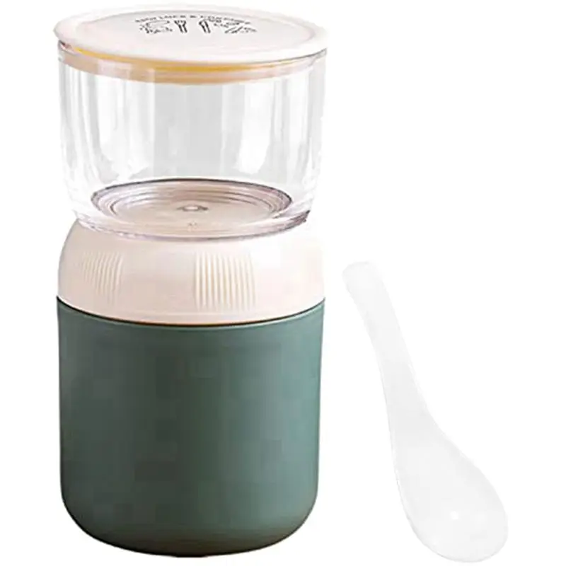 ABGG-Take-Away Oatmeal Cup Oatmeal Insulated Yogurt Cup Two-In-One Practical 400Ml+300Ml With Spoon