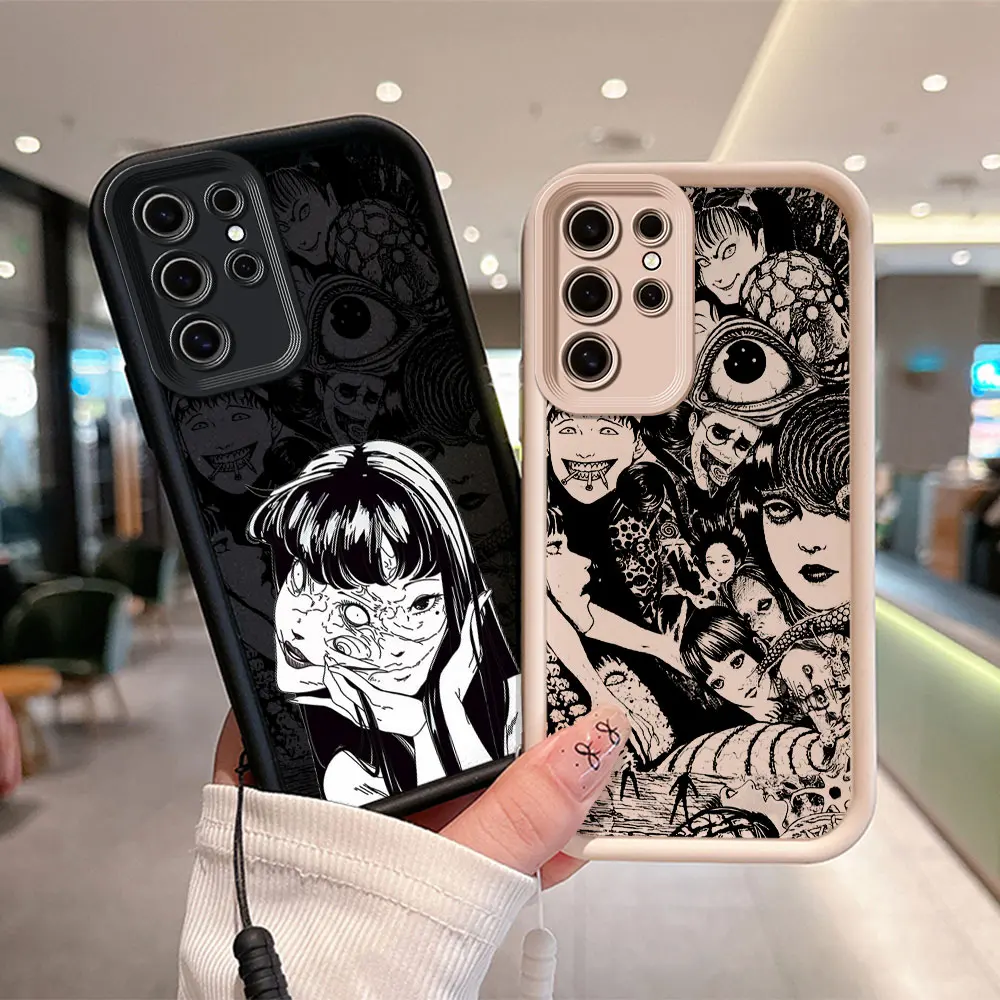 Junji Ito horror Hot Anime Phone Case for Samsung S24 S23 S22 S21 S20 FE Plus Ultra 5G Soft Silicone TPU Cover With Hand Strap