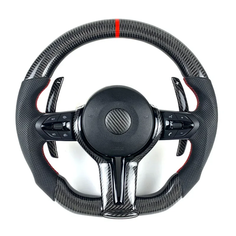 

For BMW 5 6 7 Series F01F02F03F04F06 F10 F11 F12 F13 F15 F16 Steering Wheel M Sport Carbon Fiber Handmade Leather Customization