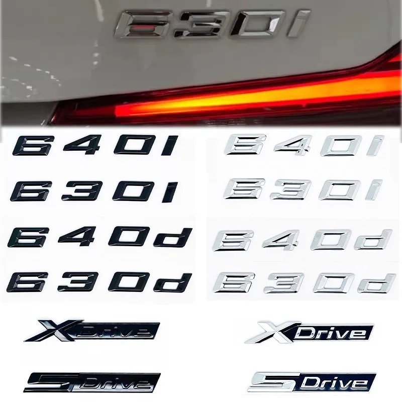 For BMW GT Series E63 E64 F06 F12 F13 G32 Black GT 630i 630d 640i 640d XDrive SDrive ABS Car Trunk Logo Alphanumeric Emblem