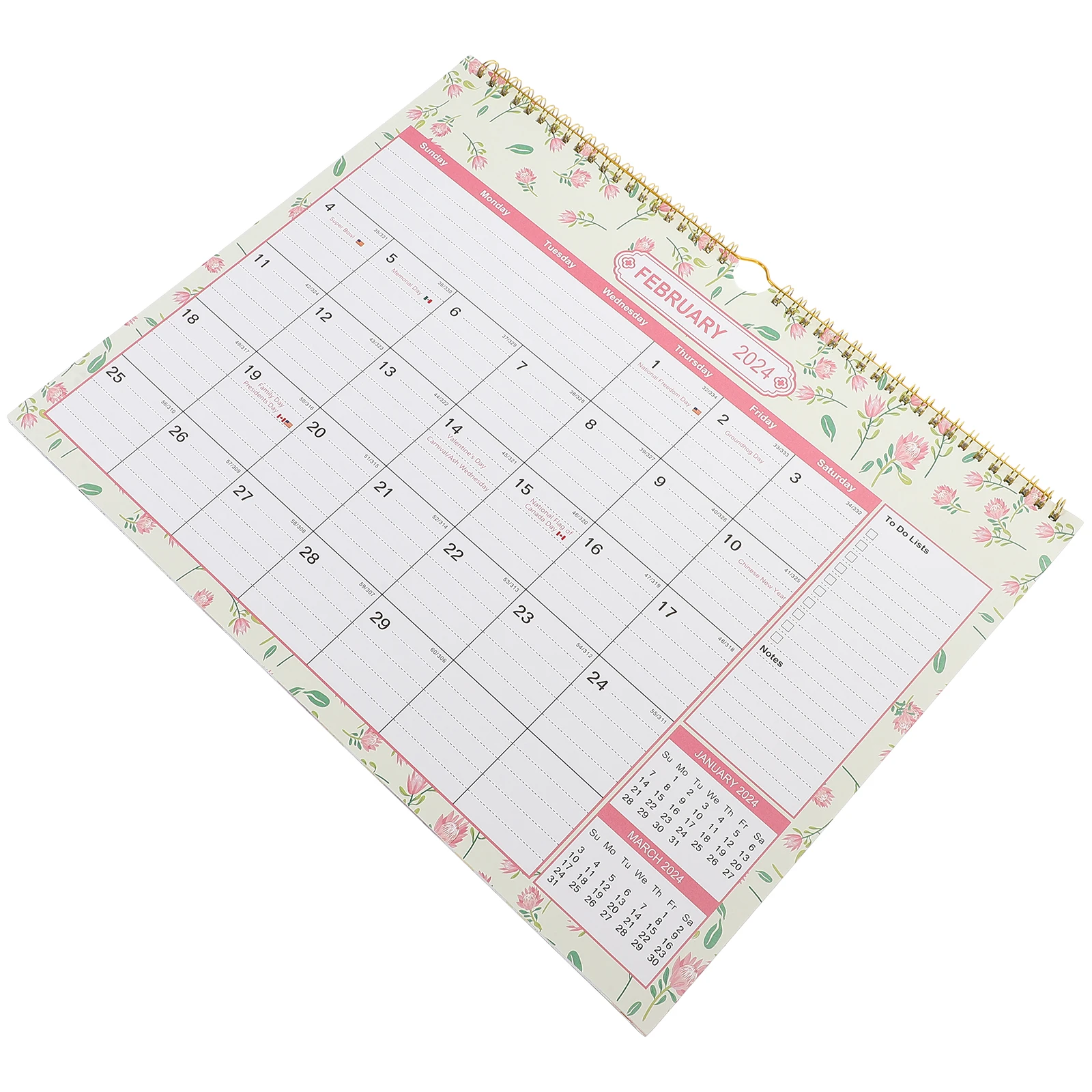 

Simple Wall Calendar 2024 2025 Monthly Hanging Countdown Sturdy Daily Use Family Holiday Flowers Random Design Clear