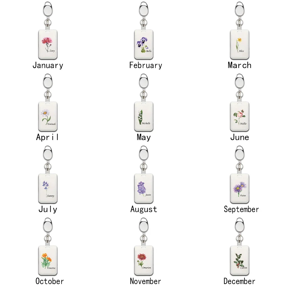 Customized Name ID Badge Holder Keychain Clip Retractable Durable Card Holder for Business DIY Security Accessories Personalized