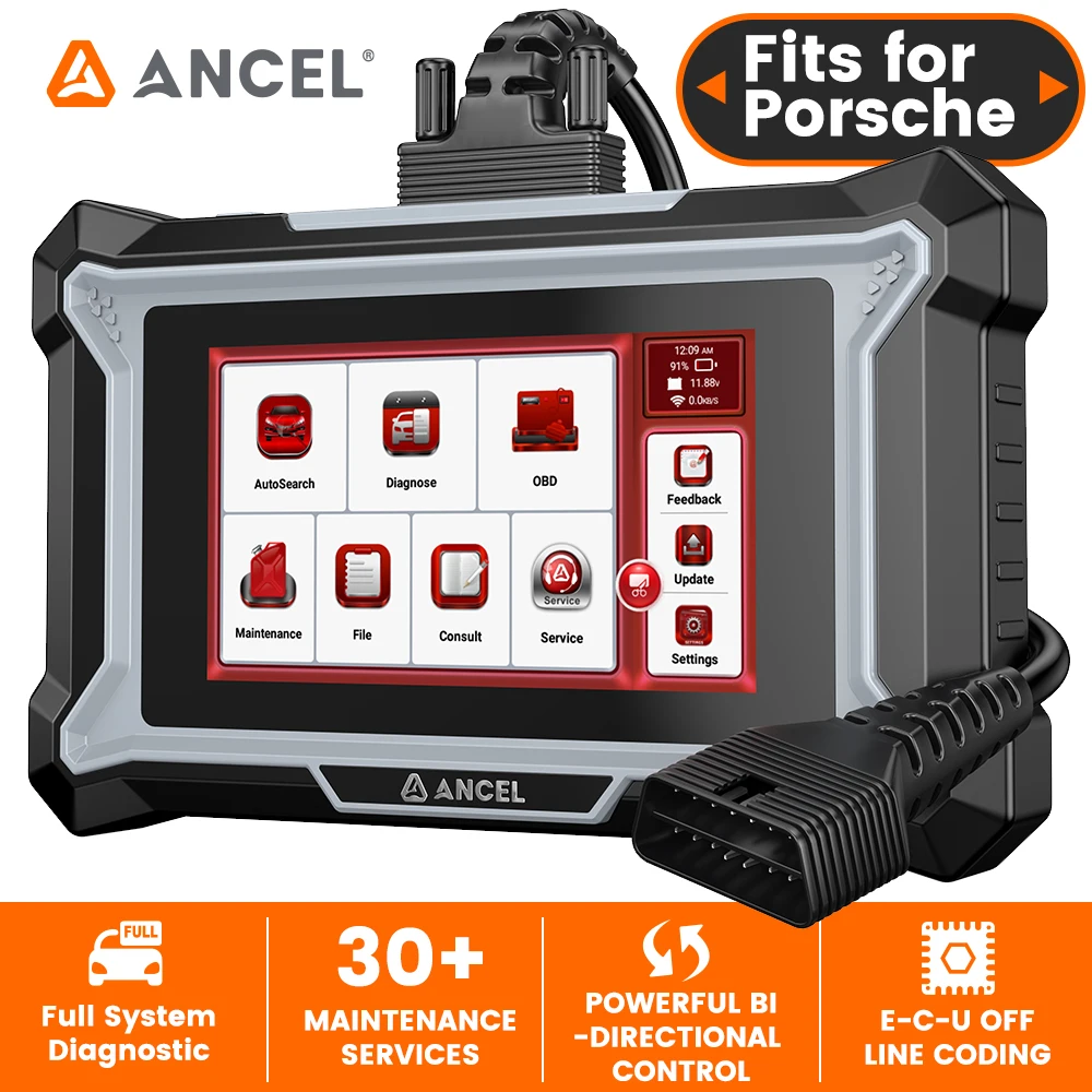 

Автомобильный сканер ANCEL DS160 OBD2 для Porsche, двунаправленный все системы A/F D-PF Regen 30+, сброс OBD 2, автомобильный диагностический инструмент