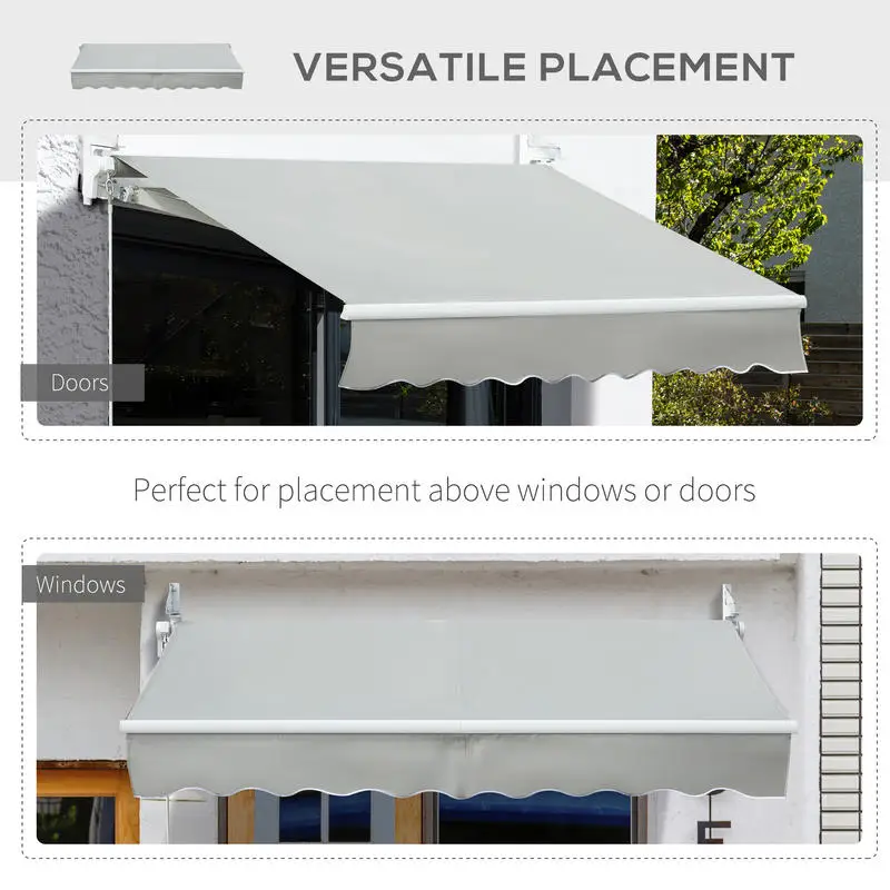 8' x 7' Retractable Sunshade Awning for the Patio with Easy Crank Design & Hardware Included, Gray view 6