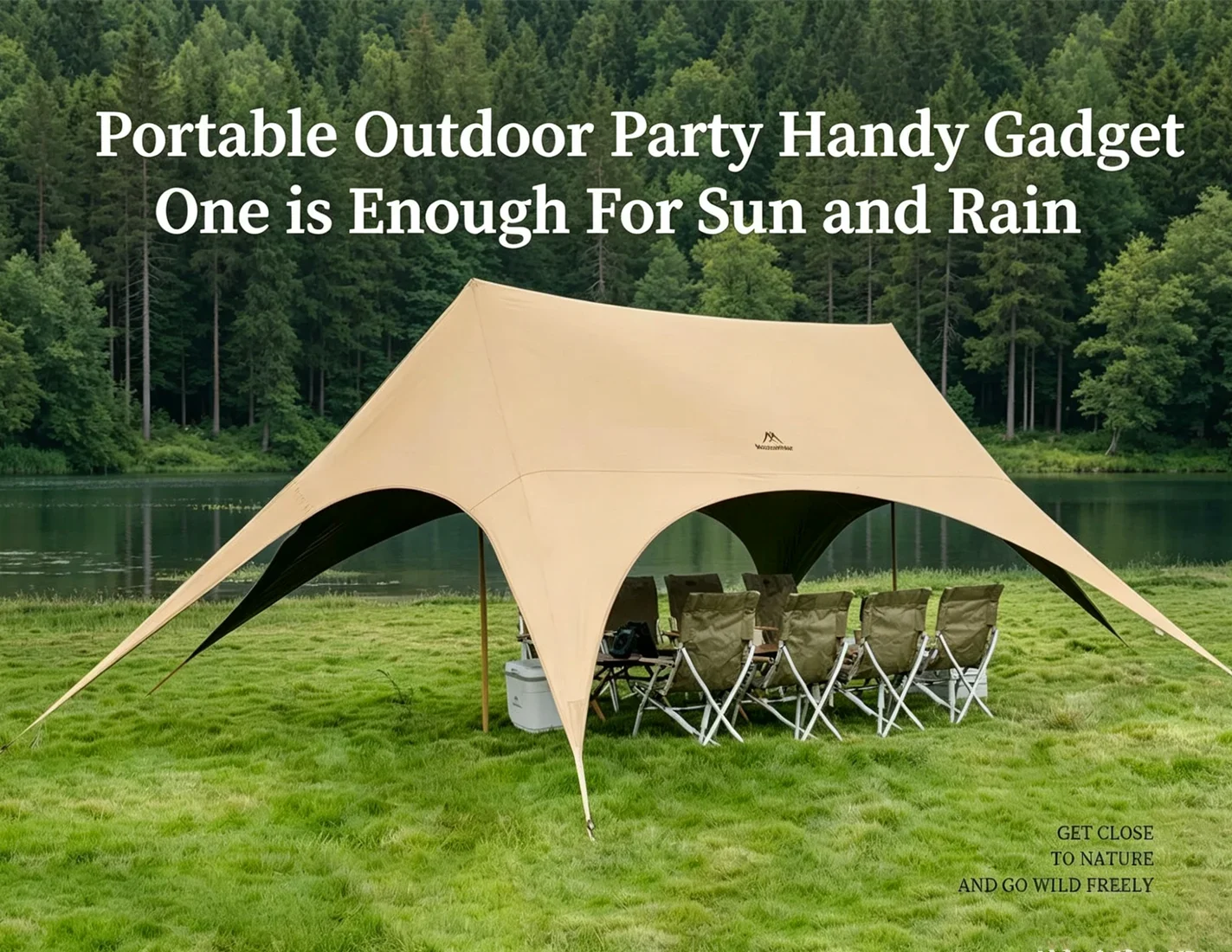 MOUNTAINHIKER 2-10 Persons Outdoor Cat Ear Canopy 210D Oxford Blackout Sun Shelters Camping 28㎡ Quick Setup Sunshade Awning