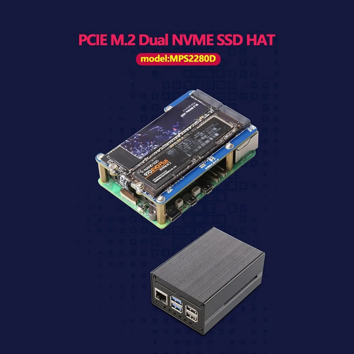2026 جديد + MPS2280D + حافظة لـ 5 PCIE إلى M.2 Dual NVME SSD HAT يدعم 2280/2242/2230 SSD #2
