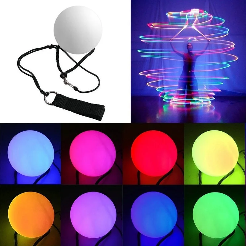 1 Pcs Led Poi Thrown Balls For Professional Belly Dance Level Hand Women Leg Belly Dancer Props With 7 Color 9 Function Led