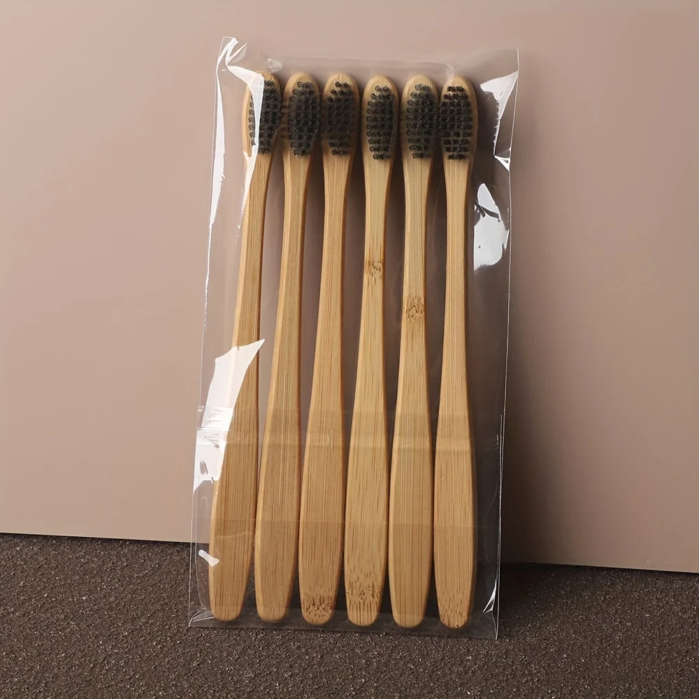 6pcs Bamboo Toothbrush Eco-Friendly Wooden Toothbrushes with Soft Bristles for Sensitive Teeth Gums Deep Cleaning Oral Care