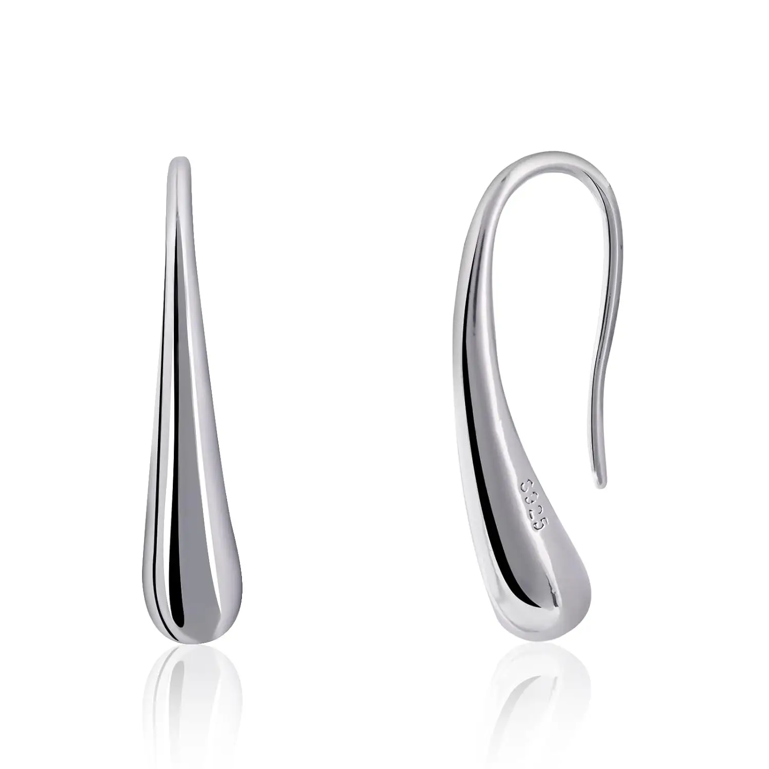 

S925 Sterling Silver Teardrop Pull-Through Earrings, Dangle Drop Design, Handmade Women's Threader Jewellery