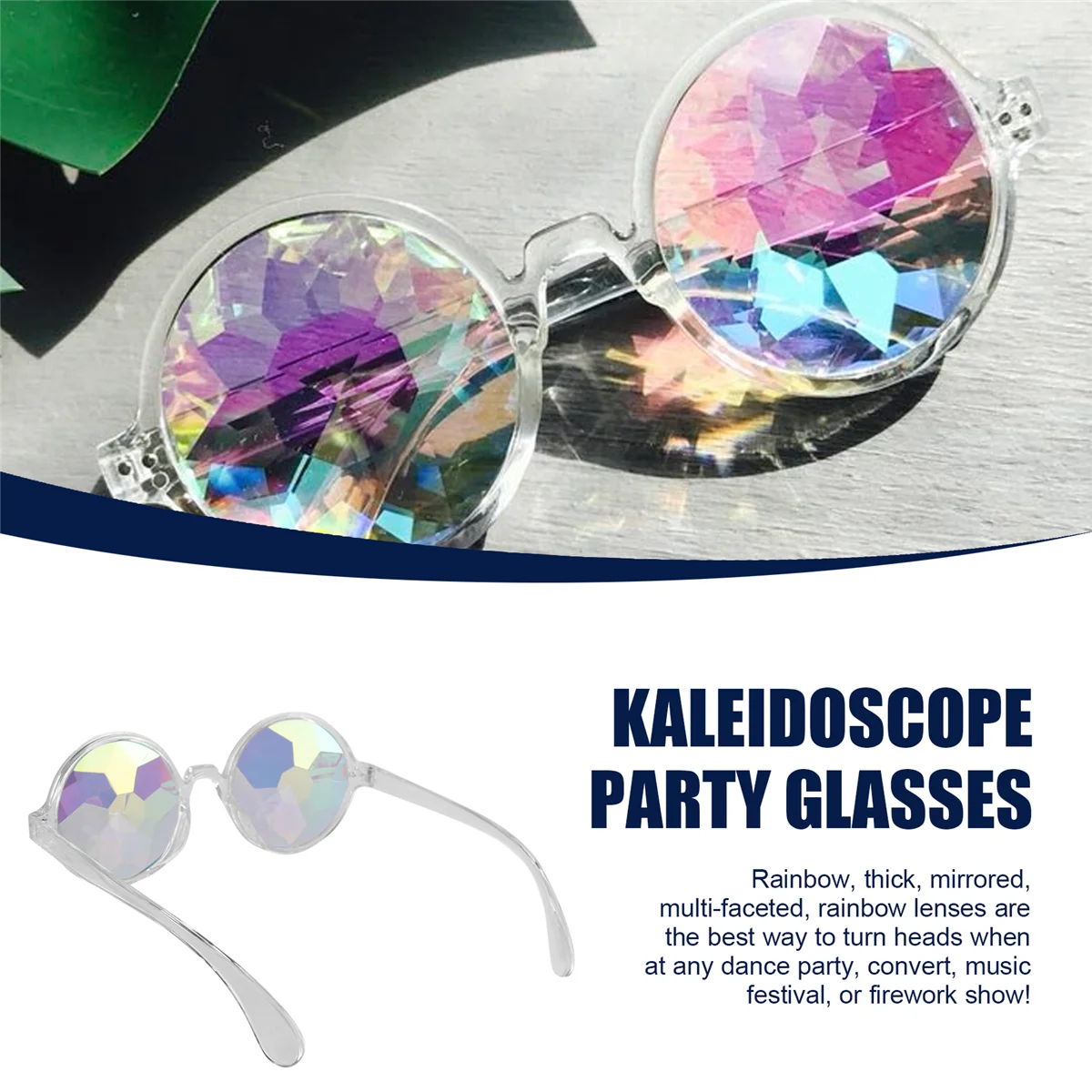 【Today-Only!】Kaleidoscope Glasses Rave Festival Party Sunglasses Diffracted Lens-Transparent