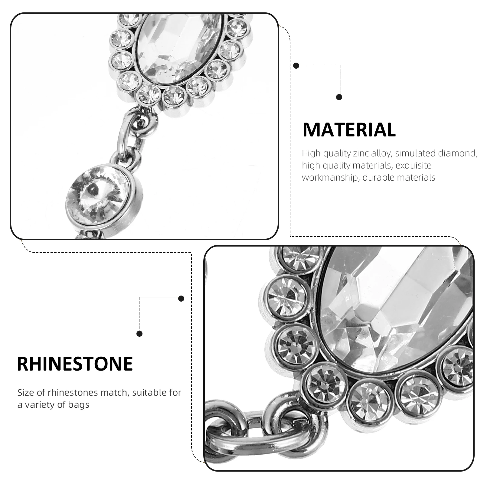 Corrente de Bolsa de Strass Artificial de Alta Qualidade, Resistente, Alça de Substituição DIY para Bolsas de Mão, Corrente de Ombro, Acessórios para Bolsas