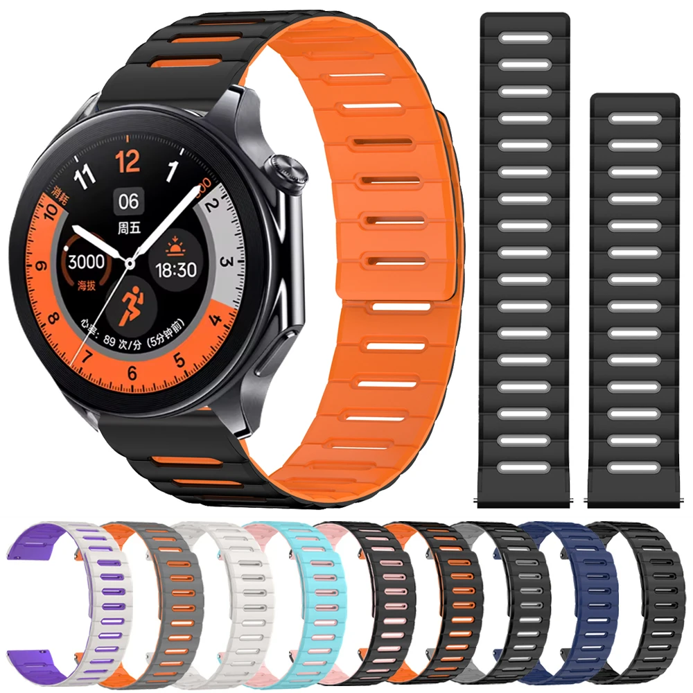 Bracelet magnétique en Silicone pour montre OnePlus 3 2 2R 46mm, Bracelet de remplacement 22mm pour Oppo Watch 4 Pro X X2 X3