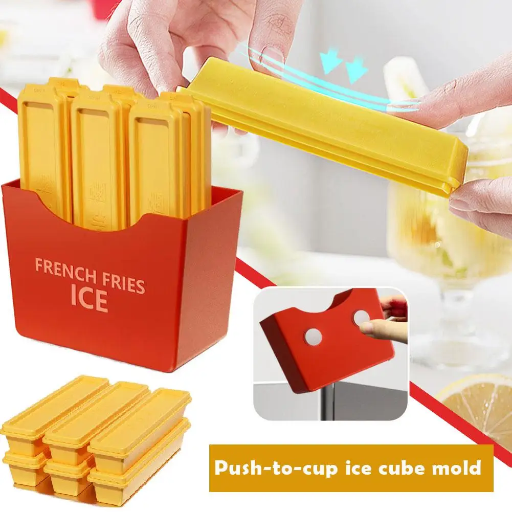 

Ice Cube Bar French Fry Ice Cube Molds 6pcs Safe PP French Mould Shape Yellow Fries Tray Ice Ice Rectangle T5O0