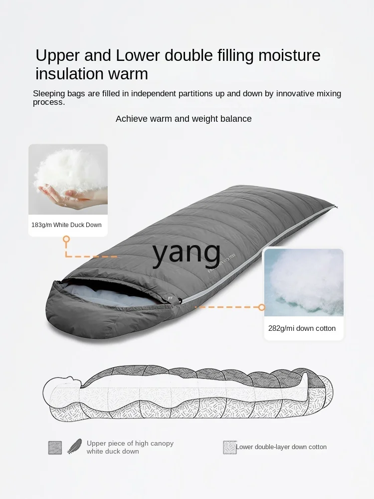 CX Duck down Sleeping Bag Adult down Outdoor Camping Winter Thickened Cold Protection Warm Envelope Stitching Moisture-Proof