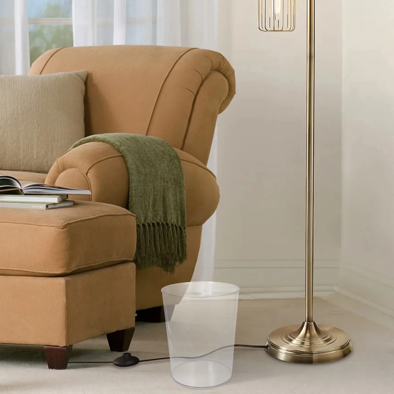 

2Pcs Large Transparent Plastic Trash Can Simple Kitchen Bathroom Living Room Waste Bin Garbage Container Trash Can