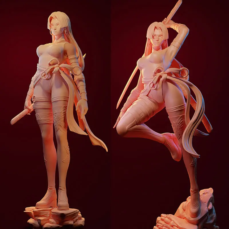 2 Styles Game Character 6614 Ninja Girl 3D Print Model Unassembled Unpainted Custom Jigsaw Puzzle NSFW GK Figure Model Kit