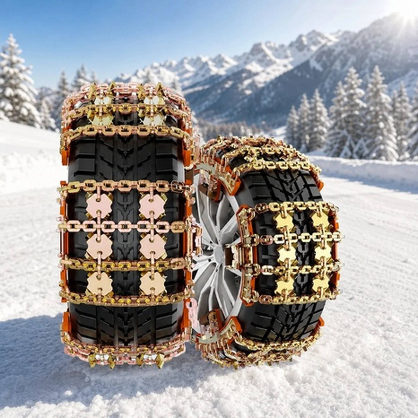 Snow Chains for Car SUV Pickup Trucks, Adjustable Portable Universal Emergency Anti Skid Snow Car Tire Chains for Tire Width
