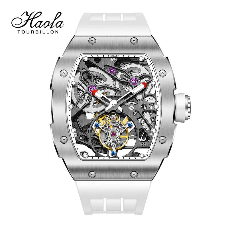 Haofa Luxury Automatic Tourbillon Mechanical Man Watch Double Skeleton Flying Tourbillon Mens Watches Stainless Steel 1908