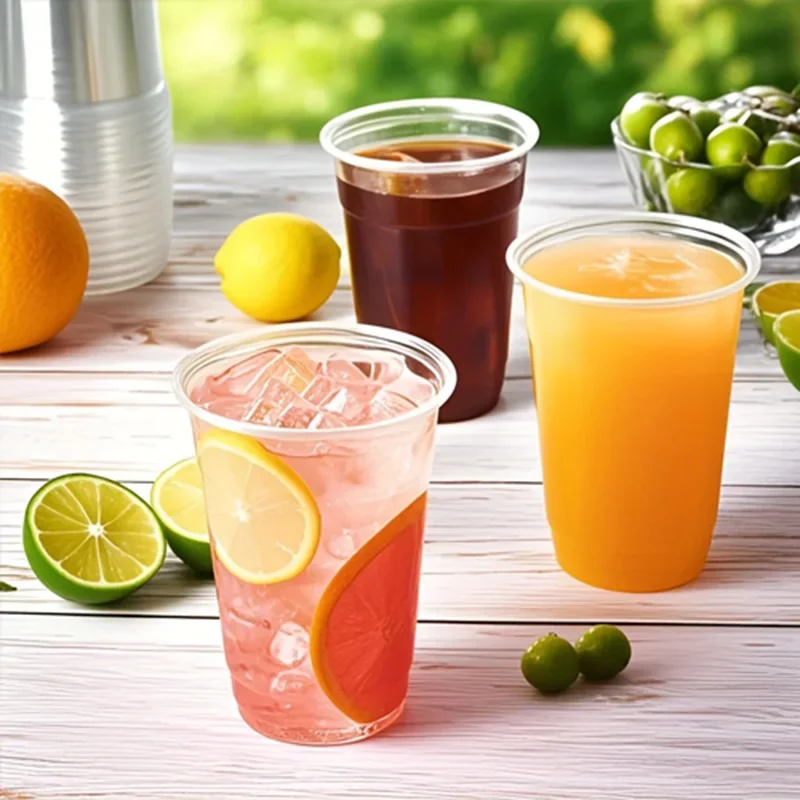 Bubble Tea Shop PET Leakproof Sip Cups, 20 Pcs with Lids. 20oz, for Takeaway, Clear, BPA Free, Durable