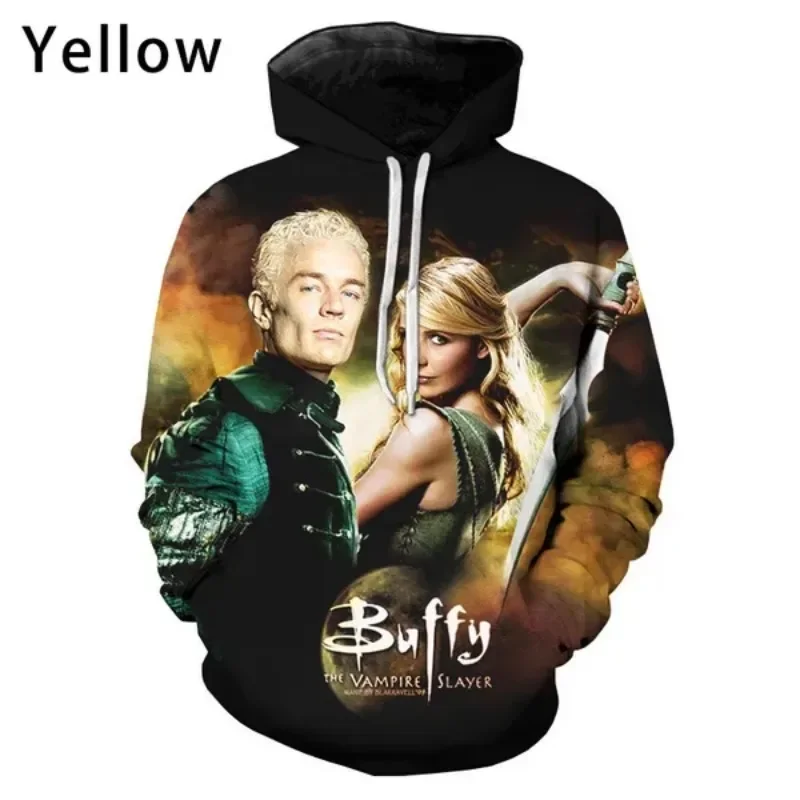 بافي مصاص الدماء القاتل ثلاثية الأبعاد طباعة قمصان سويت شيرت بقلنسوة للجنسين كول مقنعين موضة ثلاثية الأبعاد سترة الرجال سترة غير رسمية الشارع هوديس