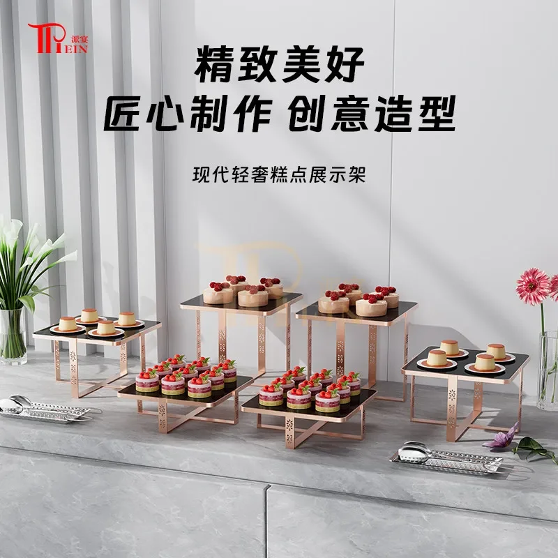 Stainless steel dessert table display stand buffet snack stand hotel afternoon tea wedding banquet cake snack fruit plate