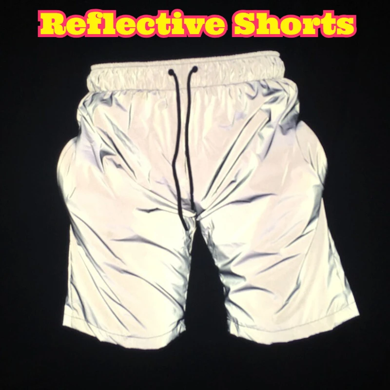 الصيف عاكسة السراويل الرجال النساء موضة جديدة عاكسة سراويل قصيرة الهيب هوب الجري الركض قصيرة الرقص ملابس الشاطئ الكفة السراويل