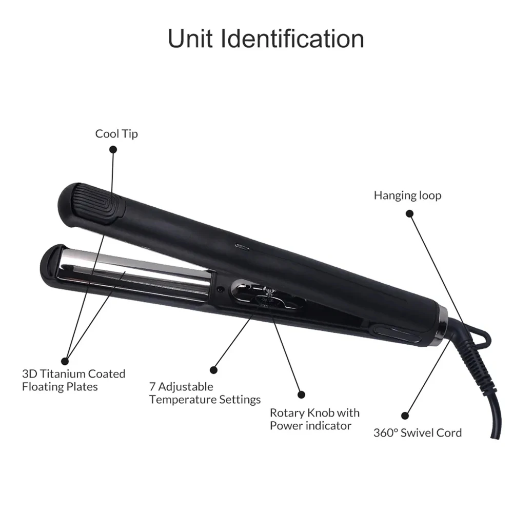 Electroplated Arc New 2 in1 Hair Straightener and Curler Professional Hair Crimper PTC Fast Heating Flat Iron Negative Ion 200°C