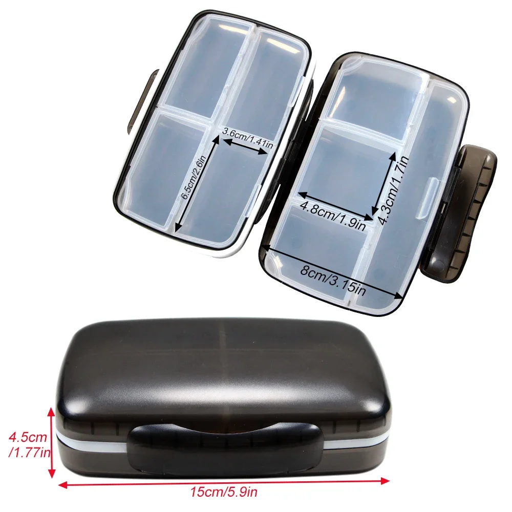 1PCS Travel Pill Organizer, 8 Compartments Portable Pill Case, Big Pill Box for Pocket Purse Portable Medicine Vitamin Container