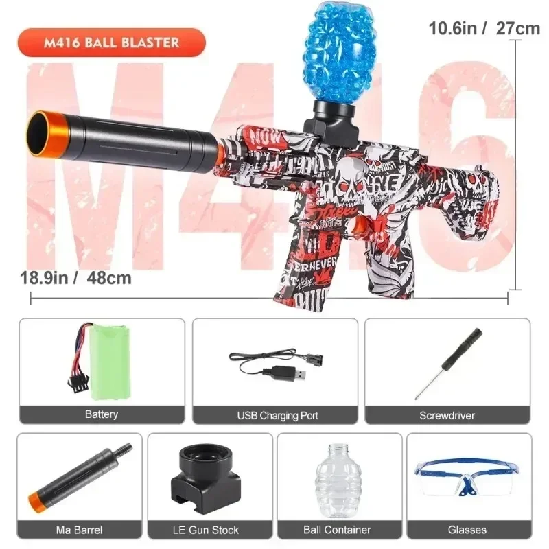 Pistolet Blaster électrique M416 – Jouet de fléchettes en mousse rechargeable pour enfants et adultes (fléchettes non incluses)