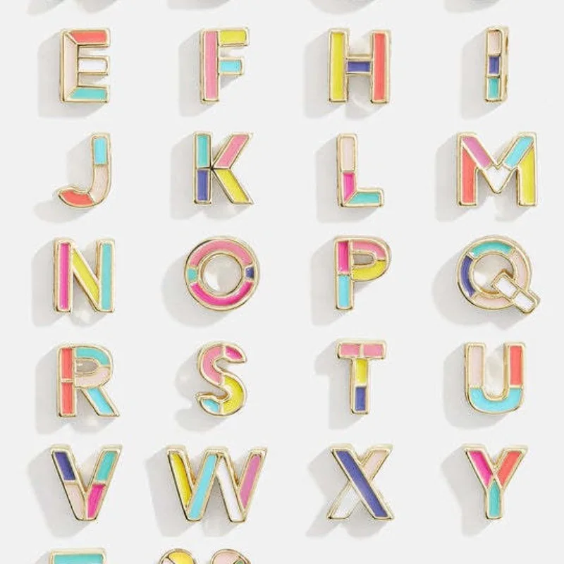 شخصية DIY الملونة فقاعة المنزلق سوار مخصص 18 كيلو مطلية بالذهب A-Z الأولي مكتنزة إلكتروني سوار للنساء JewelryGift #3