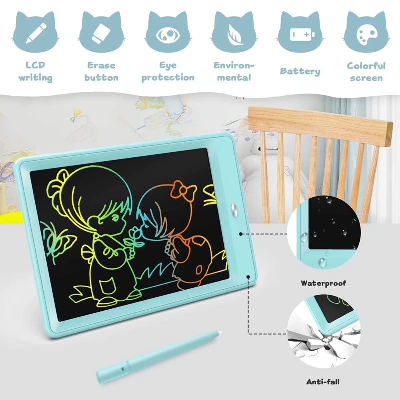 Tablet de escrita LCD para meninos e meninas, Doodle Board, Tablet eletrônico de desenho, almofadas de desenho, brinquedos de 3 a 6 anos, 10 em