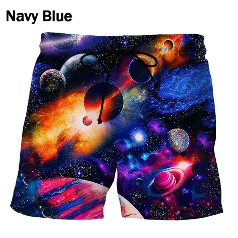 New Summer Seaside Fashion Planet 3D Printing Galaxy Space Hip Hop Shorts Pants Water Sport Gym Pant Male Swiming Board Swimwear