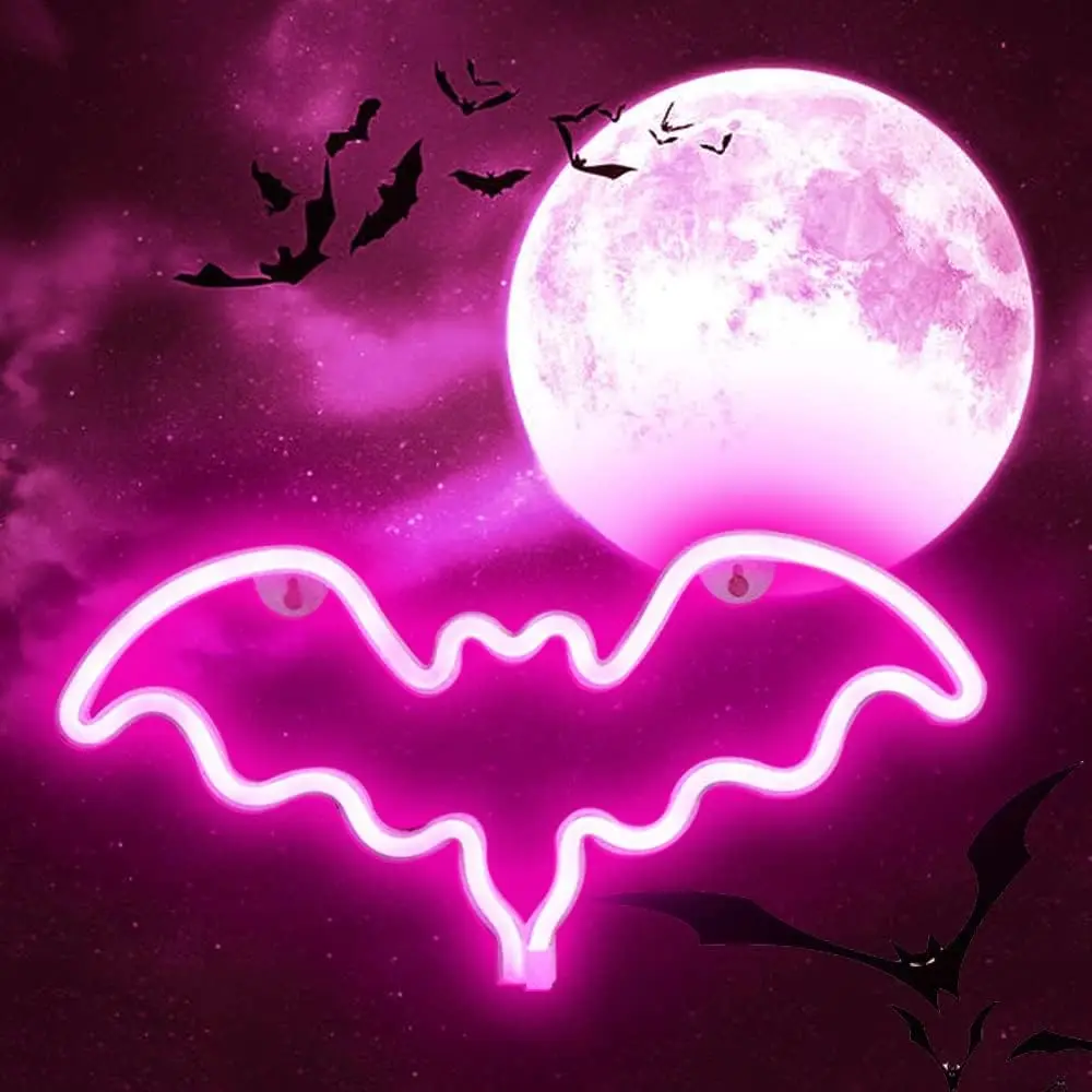 Bat LED Neon Sign USB Powered Neon Light For Halloween Party Bedroom Dorm Bar Pub Studio Wall Decor Spooky Holiday Party Gift